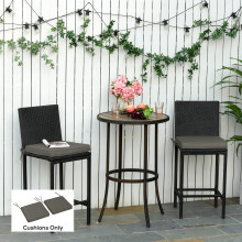 Outsunny 45 x 45cm Replacement Garden Seat Cushion Pad with Ties, Dark Grey
