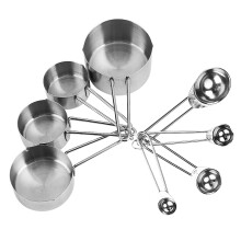 Conjunto de Precisão com Xícaras e Colheres Medidoras em Aço Inoxidável, Conjunto de Luxo com 8 Peças para Preparo de Alimentos, Empilháveis