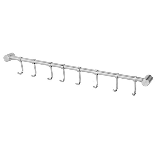 Multi Function Stainless Steel Kitchen Organizer, Wall Mounted Space Saving Bar With Sliding Hooks For Cooking Utensils, Durable Easy Installation 1