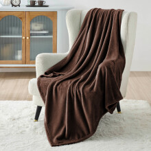 (Brown, Single: 130 cm x 150 cm.) Solid 310 GSM Fleece Blanket Warm Thick Soft Fluffy Bed Mink Sofa Throw