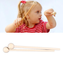 2 Pcs Ethereal Solid Wood Drumsticks with Round Head, Long Hand Mallets