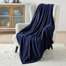 (Navy Blue, Double: 150 cm x 200 cm.) Solid 310 GSM Fleece Blanket Warm Thick Soft Fluffy Bed Mink Sofa Throw