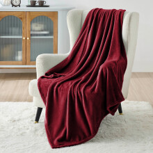 (Burgundy Red, Double: 150 cm x 200 cm.) Solid 310 GSM Fleece Blanket Warm Thick Soft Fluffy Bed Mink Sofa Throw
