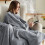 (Grey, Single: 130 cm x 150 cm.) Solid 310 GSM Fleece Blanket Warm Thick Soft Fluffy Bed Mink Sofa Throw 4