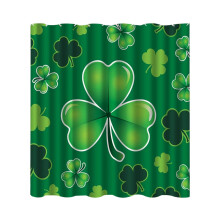 Rideau de douche imperméable pour la Saint-Patrick, 180 cm, décoration de salle de bain avec motif trèfle porte-bonheur, accessoire durable et