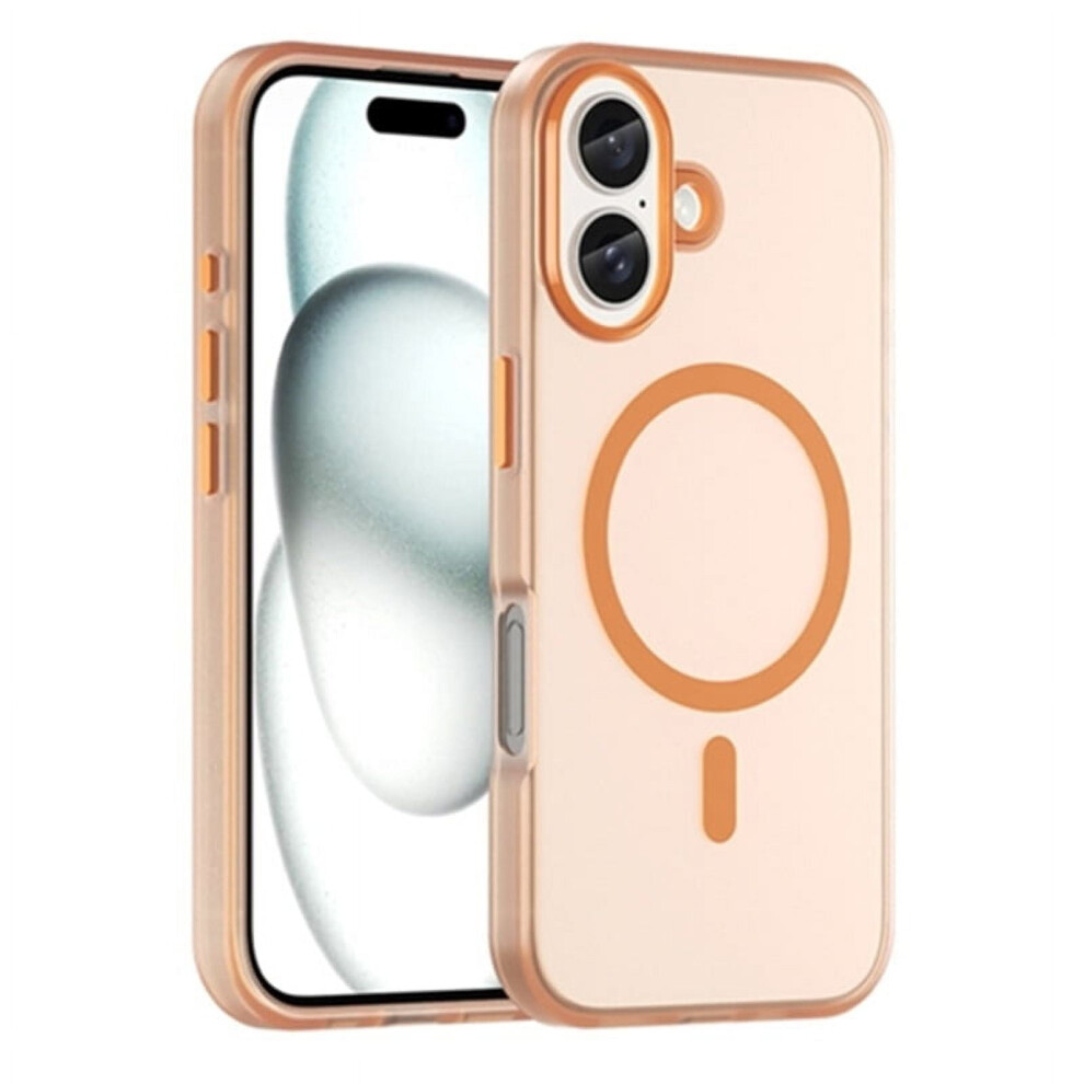 For Compatible With Iphone 16 Magsafe Frosted Translucent Tpu + Pc Full Coverage Phone Case,,For Compatible With Iphone 16 Orange 974856412006