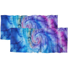 Tie Dye Window Valance Boho Abstract Spiral Blue Purple