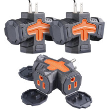 Outdoor 3-Way Plug Adapter Gray 3 Pack
