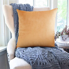Housse de coussin en velours 40x40cm, coussin doux, amovible et lavable pour canapé/fauteuil/lit – Motif moderne uni et géométrique