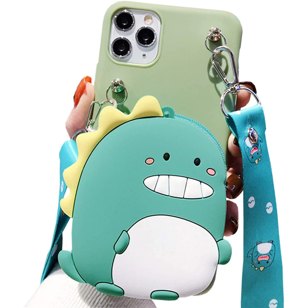 Dinosaur Wallet Case With Strap For Iphone Xr Â Kawaii, Soft Silicone, Shockproof, Compatible With Iphone Xr Green 974856411191