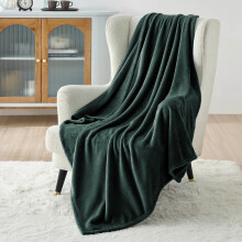 (Green Emerald, Double: 150 cm x 200 cm.) Solid 310 GSM Fleece Blanket Warm Thick Soft Fluffy Bed Mink Sofa Throw