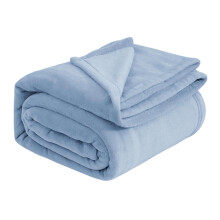Couverture en flanelle douce et moelleuse, plaid léger et doux en microfibre pour lit/canapé (150 x 200 cm), bleu ciel