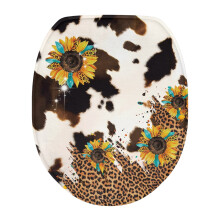 Housses de siège de toilette à motifs tournesol et vache – Motif léopard, couverture intégrale, installation facile, compatibles avec les