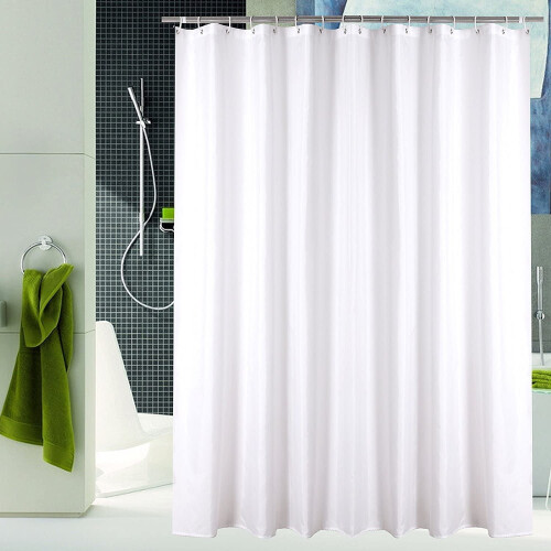 Rideau de douche en polyester avec crochets, 72 x 80 pouces - Blanc