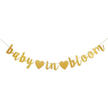 Bannière dorée « Bébé en fleurs » pour fête de naissance/anniversaire