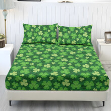 Green Shamrock Twin Sheet Set 3 Pcs Cooling