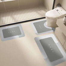 Ensemble de tapis de salle de bain gris foncé, 3 pièces, super absorbant et antidérapant
