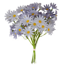 Fleurs artificielles de gerbera, 1 tige, bleu clair, 14 x 27 cm, marguerites en soie souple pour bouquet de mariée, décoration intérieure,