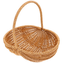Picnic Basket Plastic Rattan Storage Basket Khaki 1Pack for General Users 10.6*10.6*7.9in