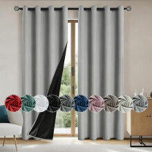 Blackout Curtains 78.75" Long, Room Darkening Grommet Panels, Thermal Insulated Light Blocking, Gray, 1 Panel (39.37"W)
