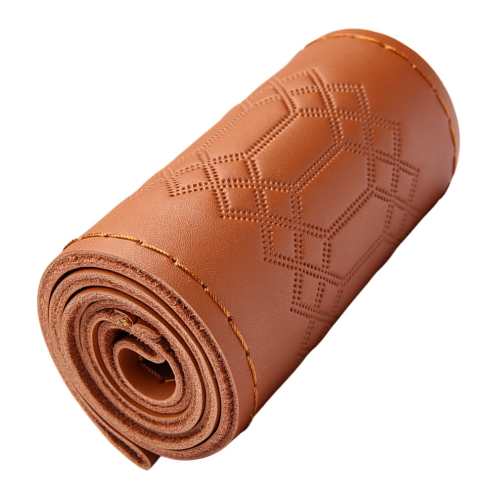 Hand-Sewn Leather Steering Wheel Wrap With Embossed Pattern, Includes Needles & Threads Â Compatible With Most Cars. Brown 9180435351821