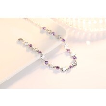Crystal Heart Charm Bracelet 925 Sterling Silver