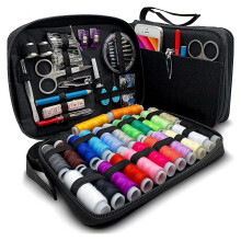101Pcs Sewing Kit with Case, 24 Color Threads, Needles, Scissors, Ruler, Pins - Portable Sewing Supplies for Adults, Beginners