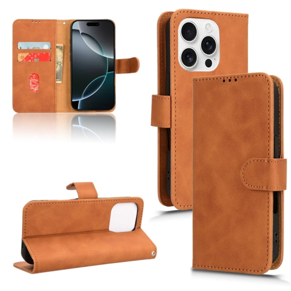 Pu Leather Wallet Case For Iphone 12 Pro Â Tpu Bumper, Card Slots, Kickstand, Magnetic Closure, Shockproof, Brown 9180435348739