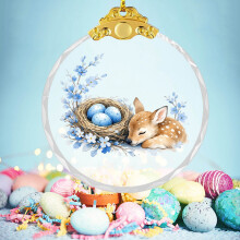 Golden Easter Glass Pendant 2D Flat Ornament
