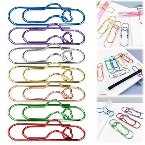 Metall-Stiftclips in Herzform, 6 Farben