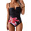 Damen-Einteiler-Push-up-Badeanzug mit Wickeloptik vorne und 1