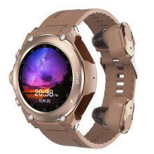 Montre connectée T92 avec écouteurs sans fil intégrés, lecteur MP3 et Bluetooth – Montre de fitness circulaire de 1,28 pouce, compatible
