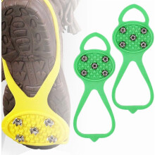 Grampos de tração para gelo com 5 pregos de aço e revestimento de silicone.