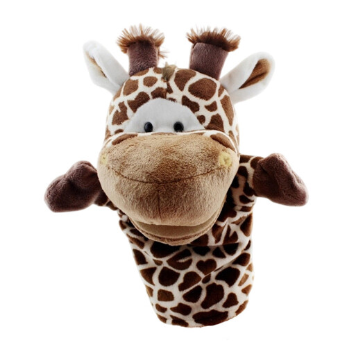 Knuffelbare pluche handpop met beweegbare mond (1 stuk)