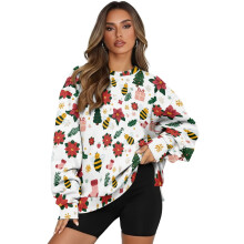 Damen-Sweatshirt mit langen Ärmeln und Rundhalsausschnitt mit Weihnachtsbaummotiv