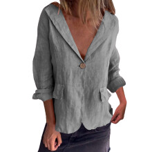 Damen-Leinenblazer, Grau, Größe 5XL