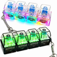LED Light-Up Keyboard Fidget Keychain, 4-in-1 Clicker for Anxiety Relief & Sensory Stimulation – Compatible with Keychains