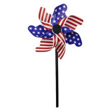 Plastic 8-Leaf Independence Day Wind Spinner – Red, White & Blue Patriotic Garden Decor for Lawn, Yard & Kids' Summer Festivities