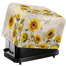 Sunflowers Print Toaster Cover for 2-Slice Toaster, Waterproof & Anti-Fingerprint, Drawstring Kitchen Appliance Protector – Compatible with Standard