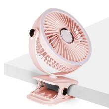 Teqhome 1200mAh Clip-on Desk Fan, USB-C Rechargeable, 5 Speeds & 3 Brightness, 720 Adjustable, for Home/Office/Outdoor — Pink