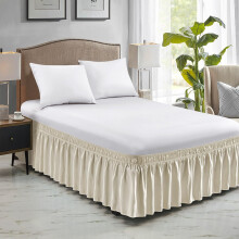 Full Size Light Yellow Bed Skirt, 15in Ruffled 54x75in, Soft Microfiber-Cotton Blend Easy Fit Dust Ruffle 1 Piece for Home Bedroom