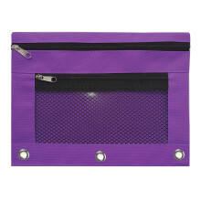 3 Ring Zipper Pencil Case Transparent Document Oxford Storage Bag Detachable Folder Large Capacity Pencil Pouch Purple