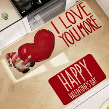 Tapis de cuisine pour la Saint-Valentin (lot de 2) - Absorbants, antidérapants, décoratifs pour les fêtes - Design romantique - Protection des