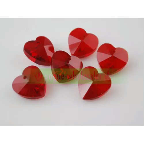 Czech crystal heart beads red 14mm 10pcs