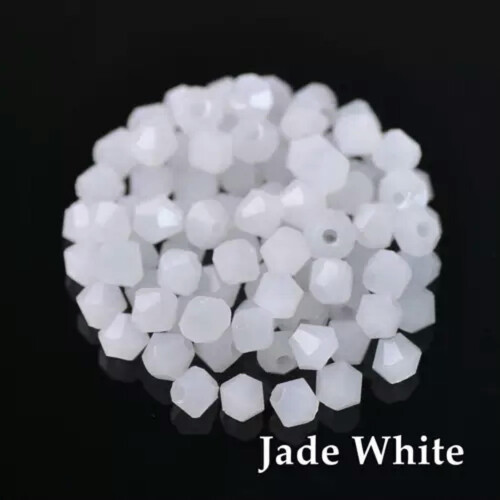 Crystal glass bicone beads jade white 4mm 100pcs