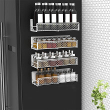 XiYing Magnetic Spice Rack Organizer for Refrigerator Or Oven Door, Mesh Storage Holder for Kitchen, Black Plastic, 11.9X4.0X3.0 Inches, 1-Pack
