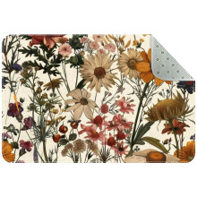 Vintage Floral Wildflower Small Area Rug, Non-Slip Washable Indoor Mat for Kitchen, Bedroom, Living Room, Entrance