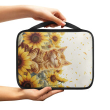 Cat Sunflower Print Bible Cover for Women Men Large Bible Case Bible Protective Waterproof Bible Holder with Handle Zippered Bible Accessories