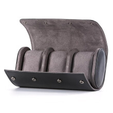 Luxury Leather Travel Watch Case Single Watch Box for Men and Women Portable Jewelry Watch Storage Roll Organizer (BLACK)