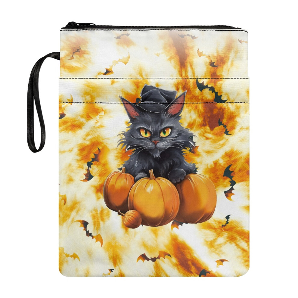 Book Cover Easy Carry Book Case Polyester Fabric Waterproof Storage & Portability with Lightweight Book Organzoer Holder Black Cat-image-OPC-PSBWB9C-NEW